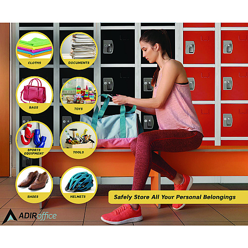 AdirOffice Steel Storage Locker, 6 Compartment, 12 x 12 x 72, Black (I629206BLK)