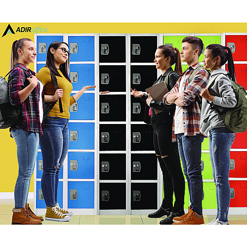 AdirOffice Steel Storage Locker, 6 Compartment, 12 x 12 x 72, Black (I629206BLK)