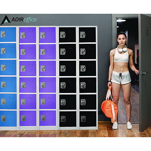 AdirOffice Steel Storage Locker, 6 Compartment, 12 x 12 x 72, Blue (I629206BLU)