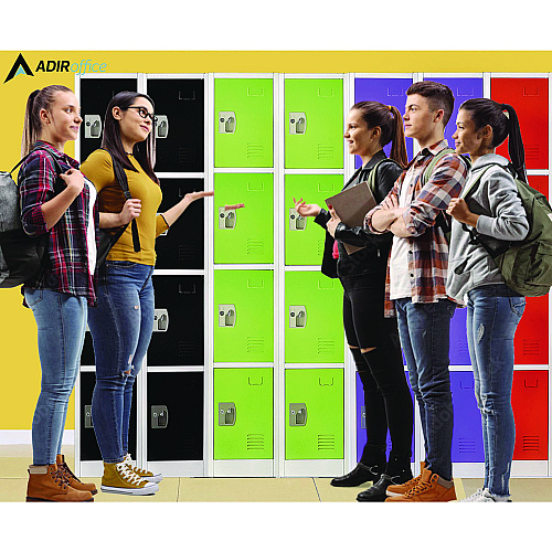 AdirOffice Steel Storage Locker, 4 Compartment, 12 x 12 x 72, Green (I629204GRN)