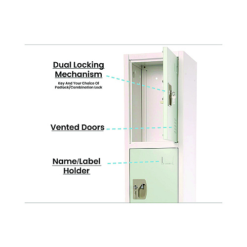 AdirOffice Steel Storage Locker, 4 Compartment, 12 x 12 x 72, Misty Green (I629204MGRN)
