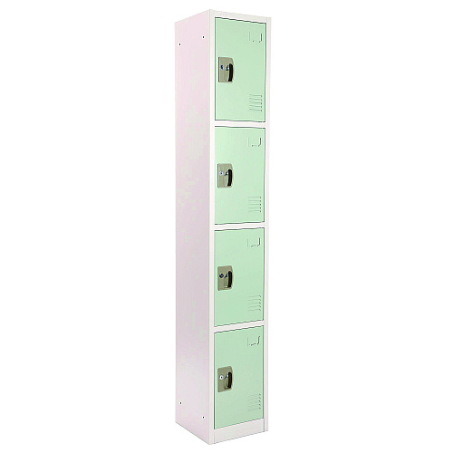 AdirOffice Steel Storage Locker, 4 Compartment, 12 x 12 x 72, Misty Green (I629204MGRN)