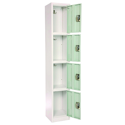AdirOffice Steel Storage Locker, 4 Compartment, 12 x 12 x 72, Misty Green (I629204MGRN)