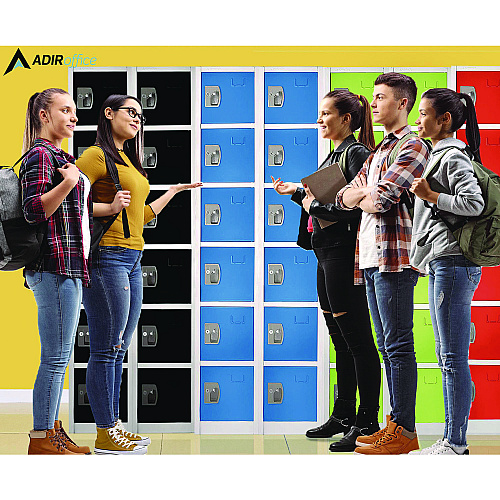 AdirOffice Steel Storage Locker, 6 Compartment, 12 x 12 x 72, Blue (I629206BLU)