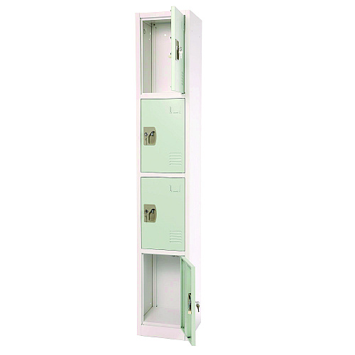 AdirOffice Steel Storage Locker, 4 Compartment, 12 x 12 x 72, Misty Green (I629204MGRN)