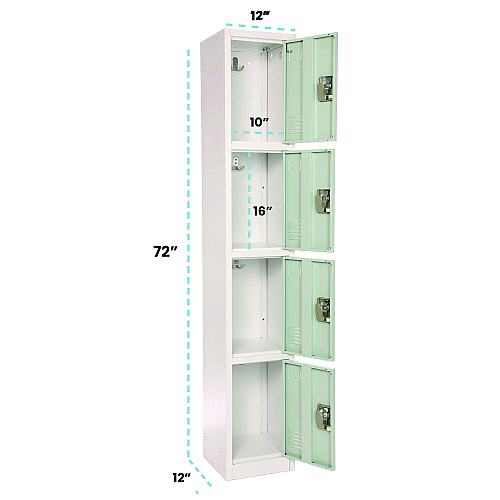 AdirOffice Steel Storage Locker, 4 Compartment, 12 x 12 x 72, Misty Green (I629204MGRN)