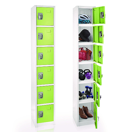 AdirOffice Steel Storage Locker, 6 Compartment, 12 x 12 x 72, Green (I629206GRN)