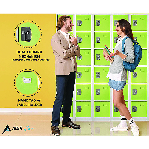 AdirOffice Steel Storage Locker, 6 Compartment, 12 x 12 x 72, Green (I629206GRN)