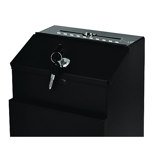 AdirOffice Wall Mountable Steel Suggestion Secure Drop Box with Key, 7 x 6 x 8.5, Stainless Steel 304, Black (I63101BLK)
