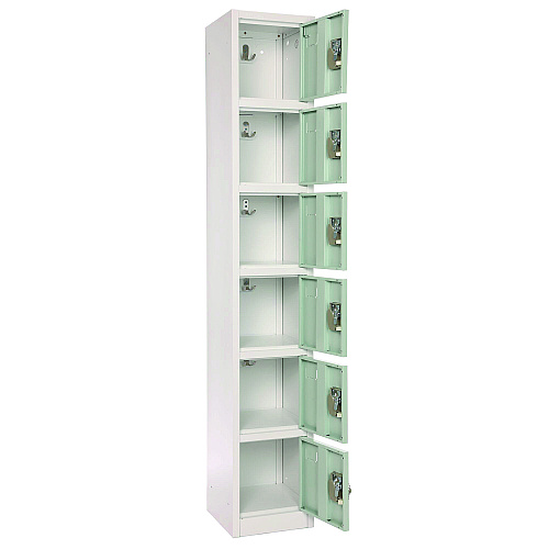 AdirOffice Steel Storage Locker, 6 Compartment, 12 x 12 x 72, Misty Green (I629206MGRN)