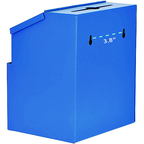 AdirOffice Wall Mountable Steel Suggestion Secure Drop Box with Key, 7 x 6 x 8.5, Stainless Steel 304, Blue (I63101BLU)