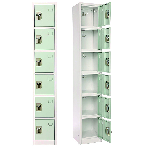 AdirOffice Steel Storage Locker, 6 Compartment, 12 x 12 x 72, Misty Green (I629206MGRN)