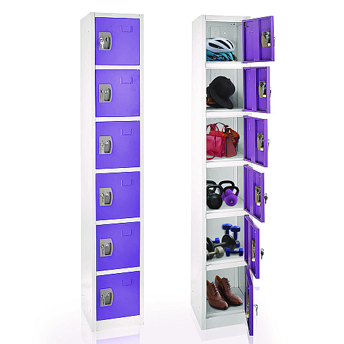 AdirOffice Steel Storage Locker, 6 Compartment, 12 x 12 x 72, Purple (I629206PUR)