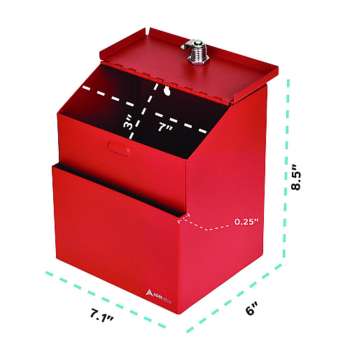 AdirOffice Wall Mountable Steel Suggestion Secure Drop Box with Key, 7 x 6 x 8.5, Stainless Steel 304, Red (I63101RED)
