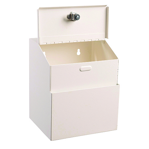 AdirOffice Wall Mountable Steel Suggestion Secure Drop Box with Key, 7 x 6 x 8.5, Stainless Steel 304, White (I63101WHI)