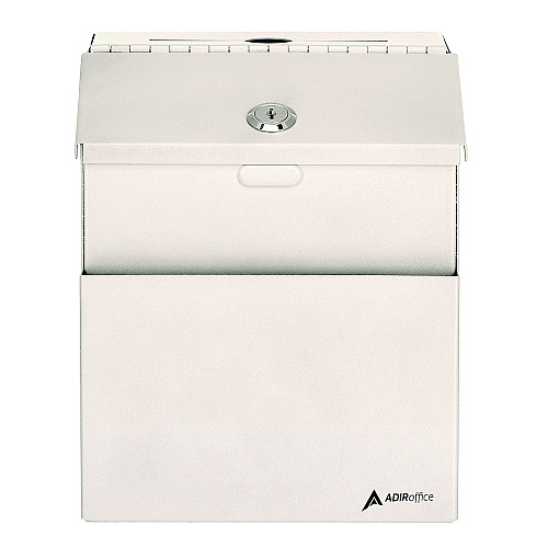 AdirOffice Wall Mountable Steel Suggestion Secure Drop Box with Key, 7 x 6 x 8.5, Stainless Steel 304, White (I63101WHI)