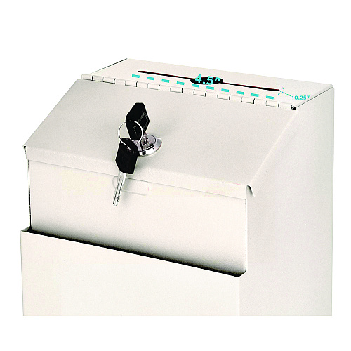 AdirOffice Wall Mountable Steel Suggestion Secure Drop Box with Key, 7 x 6 x 8.5, Stainless Steel 304, White (I63101WHI)