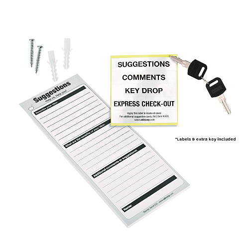 AdirOffice Wall Mountable Steel Suggestion Secure Drop Box with Key, 7 x 6 x 8.5, Stainless Steel 304, White (I63101WHI)