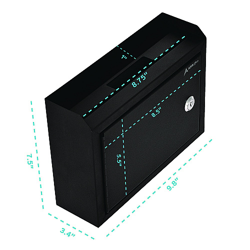 AdirOffice Medium Size Steel Multi-Purpose Secure Drop Box, 9.8 x 3.4 x 7.5, Black (I63102BLK)