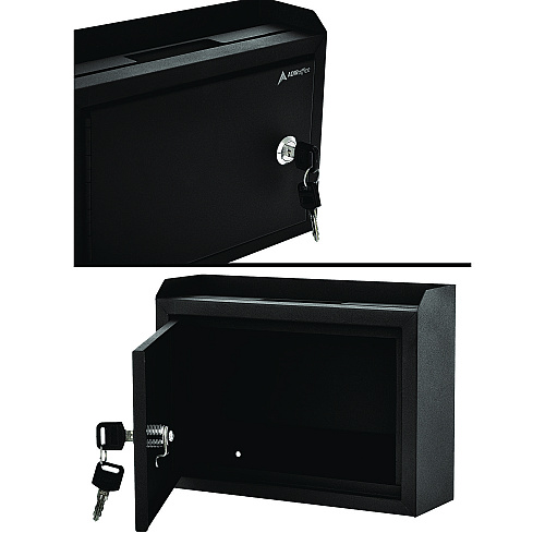 AdirOffice Medium Size Steel Multi-Purpose Secure Drop Box, 9.8 x 3.4 x 7.5, Black (I63102BLK)