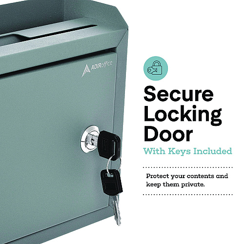 AdirOffice Medium Size Steel Multi-Purpose Secure Drop Box, 9.8 x 3.4 x 7.5, Gray (I63102GRY)