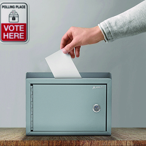 AdirOffice Medium Size Steel Multi-Purpose Secure Drop Box, 9.8 x 3.4 x 7.5, Gray (I63102GRY)