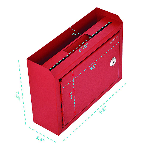 AdirOffice Medium Size Steel Multi-Purpose Secure Drop Box, 9.8 x 3.4 x 7.5, Red (I63102RED)