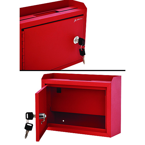 AdirOffice Medium Size Steel Multi-Purpose Secure Drop Box, 9.8 x 3.4 x 7.5, Red (I63102RED)