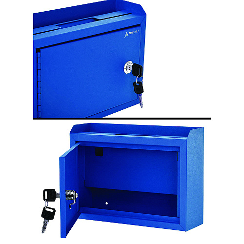AdirOffice Medium Size Steel Multi-Purpose Secure Drop Box, 9.8 x 3.4 x 7.5, Blue (I63102BLU)