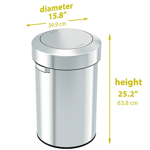 HLS Commercial Swing Top Trash Can, 17 gal, Stainless Steel, Silver (HLS17FTS)
