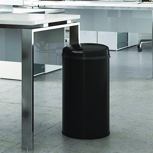 HLS Commercial Sensor Trash Can, 8 gal, Plastic/Stainless Steel, Black (HLS08RB)
