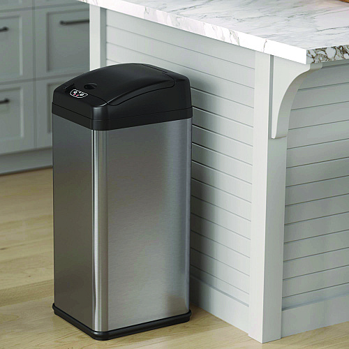 HLS Commercial Sensor Trash Can, Rectangular, 13 gal, Plastic/Stainless Steel, Silver (HLS13MX)