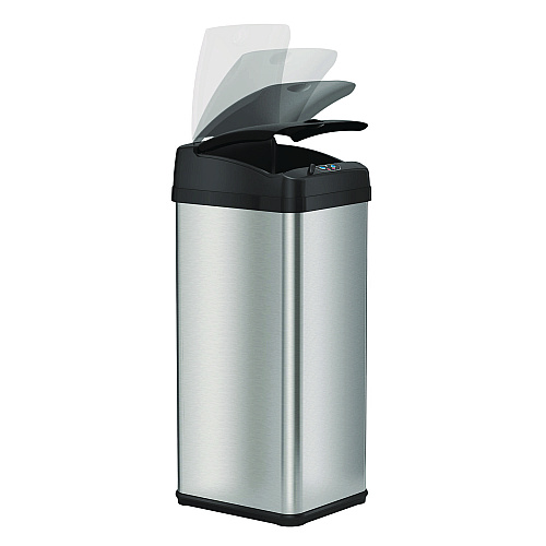 HLS Commercial Sensor Trash Can, Rectangular, 13 gal, Plastic/Stainless Steel, Silver (HLS13MX)