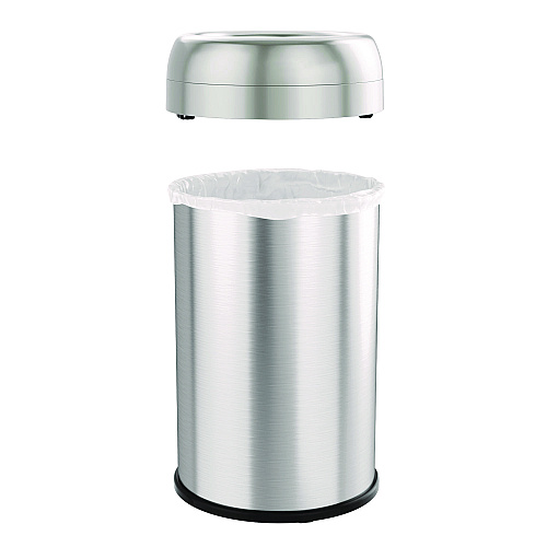 HLS Commercial Open Top Trash Can, 13 gal, Plastic/Stainless Steel, Silver (HLS13STR)