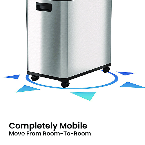 HLS Commercial Dual Compartment Sensor Recycle Bin and Trash Can with Wheels, 16 gal, Plastic/Stainless Steel, Silver/Black (HLS16DCSS)
