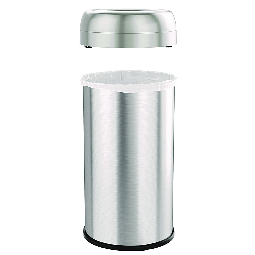 HLS Commercial Open Top Trash Can, Round, 16 gal, Plastic/Stainless Steel, Silver (HLS16STR)