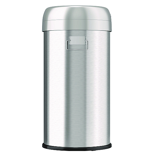 HLS Commercial Open Top Trash Can, Round, 16 gal, Plastic/Stainless Steel, Silver (HLS16STR)