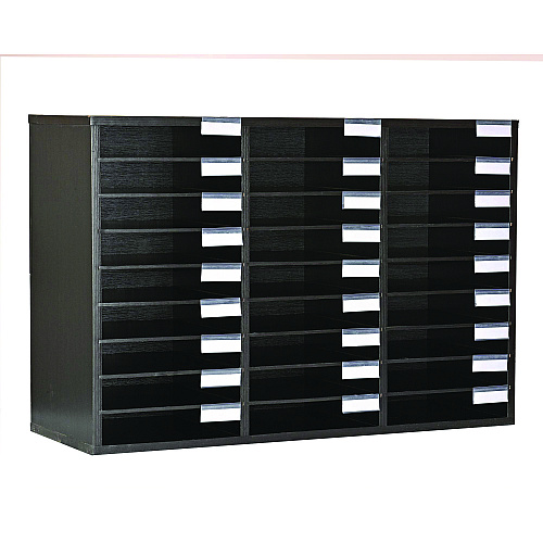 AdirOffice Wooden 27 Compartment Literature Organizer, 27 Sections, Letter Size, 31.49 x 11.81 x 21.65, Black (IOF20101BLK)