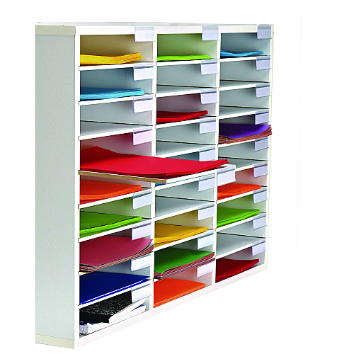 AdirOffice Wooden 27 Compartment Literature Organizer, 27 Sections, Letter Size, 31.49 x 11.81 x 21.65, White (IOF20101WHI)