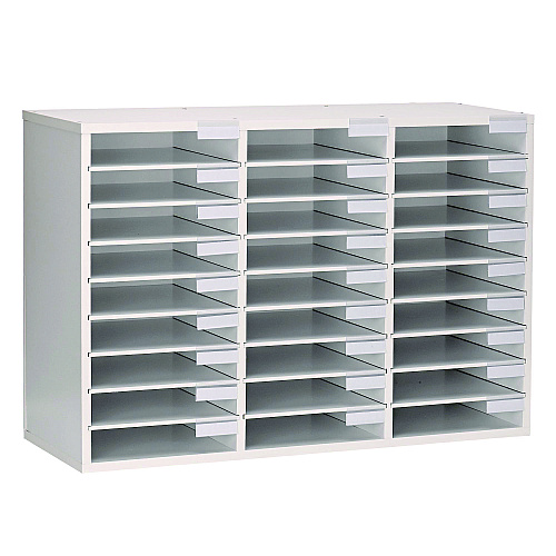 AdirOffice Wooden 27 Compartment Literature Organizer, 27 Sections, Letter Size, 31.49 x 11.81 x 21.65, White (IOF20101WHI)
