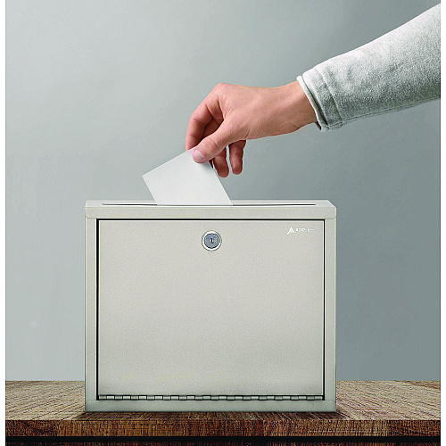AdirOffice Large Size Steel Multi-Purpose Secure Drop Box, 12 x 3 x 10, Beige (I63103BEI)