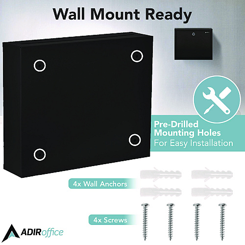 AdirOffice Large Size Steel Multi-Purpose Secure Drop Box, 12 x 3 x 10, Black (I63103BLK)