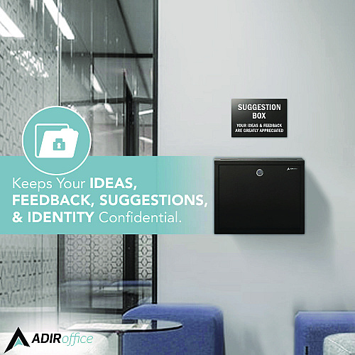 AdirOffice Large Size Steel Multi-Purpose Secure Drop Box, 12 x 3 x 10, Black (I63103BLK)