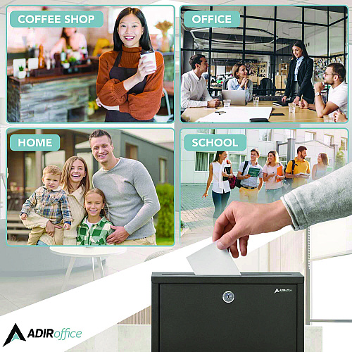 AdirOffice Large Size Steel Multi-Purpose Secure Drop Box, 12 x 3 x 10, Black (I63103BLK)