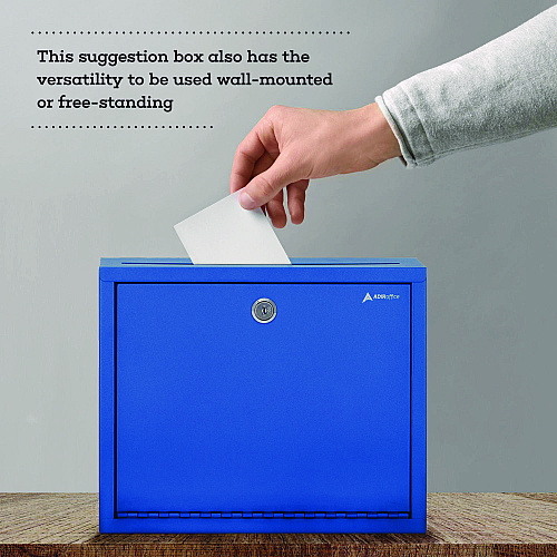AdirOffice Large Size Steel Multi-Purpose Secure Drop Box, 12 x 3 x10, Blue (I63103BLU)
