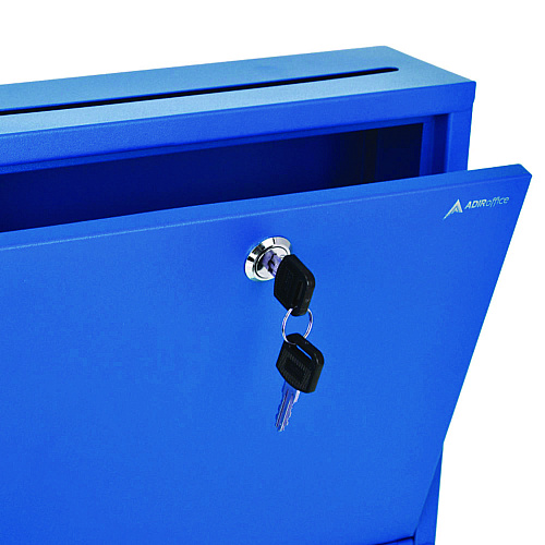 AdirOffice Large Size Steel Multi-Purpose Secure Drop Box, 12 x 3 x10, Blue (I63103BLU)