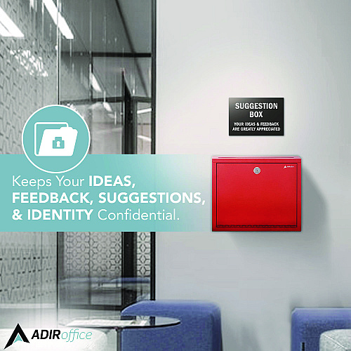 AdirOffice Large Size Steel Multi-Purpose Secure Drop Box, 12 x 3 x 10, Red (I63103RED)
