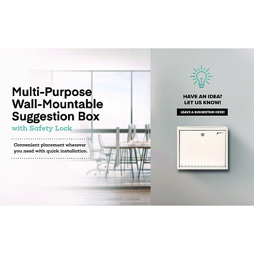 AdirOffice Large Size Steel Multi-Purpose Secure Drop Box, 12 x 3 x 10, White (I63103WHI)