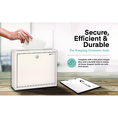 AdirOffice Large Size Steel Multi-Purpose Secure Drop Box, 12 x 3 x 10, White (I63103WHI)