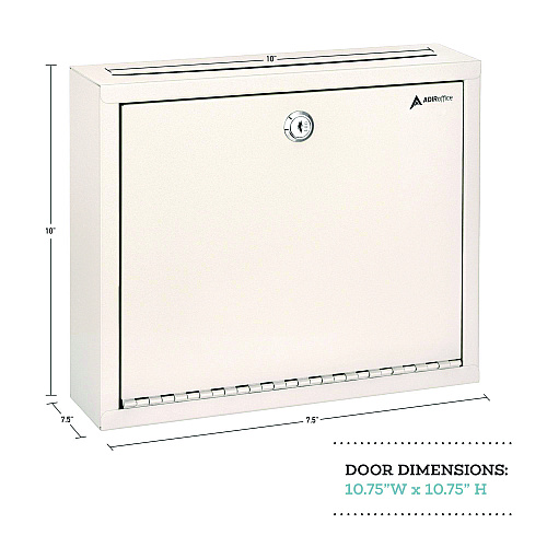 AdirOffice Large Size Steel Multi-Purpose Secure Drop Box, 12 x 3 x 10, White (I63103WHI)